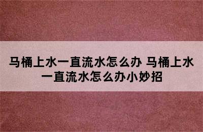 马桶上水一直流水怎么办 马桶上水一直流水怎么办小妙招